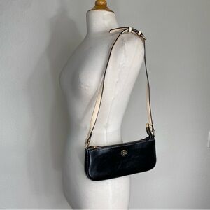 Jessica Moore Womens Black Rectangle Adjustable Strap Shoulder Bag Classic Retro